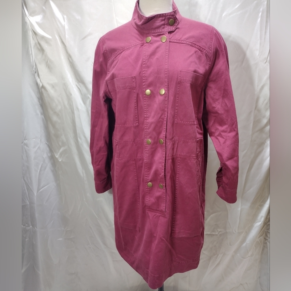 Wrap London Long Sleeve Utility Shift Shirtdress Size 10 Mauve